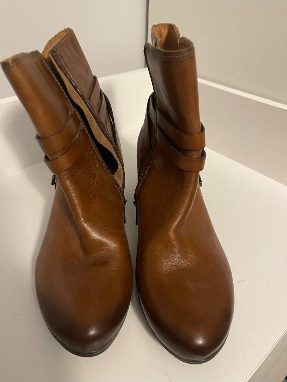 Pikolinos Verona Ankle Boots – Brown Leather Side-Zip – Size 39